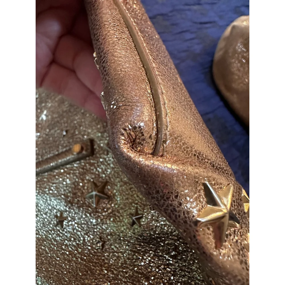 Jimmy Choo Gold/Tan Star Studded Leather Tote Bag - Picture 8 of 13